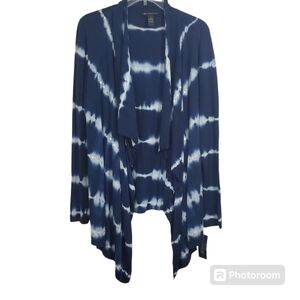 Tie Dye Sequin Open Cardigan Knit Blue NWT Large INC International Concepts